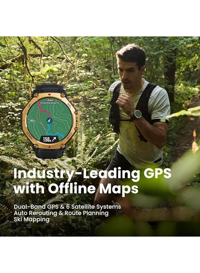 FIPKA Amazfit T-Rex 3 Pro Outdoor Smart Watch 48mm Sapphire AMOLED Display, Ti Bezel, Dual Band GPS, Offline Maps, 25 Days Battery, Built-in Flashlight, 10 ATM, 180+ Sports Mode for Android & iPhone, Black - Image 3